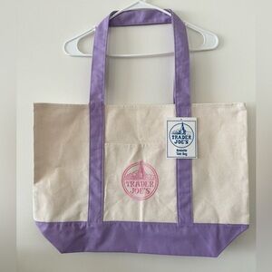 Trader Joe’s Lavender-Trim Large Canvas Tote Bag